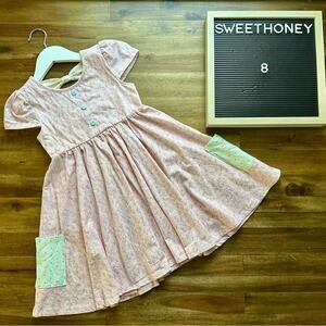 SweetHoney Purple Floral Hip Hop Bunnies Short Sleeve Knit Cotton Flair Dress 8